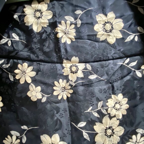 (8) Whimsigoth Goth Grunge Boho Emb. Floral Hand Roll Hem Silk Shawl Wrap Scarf - Picture 3 of 7